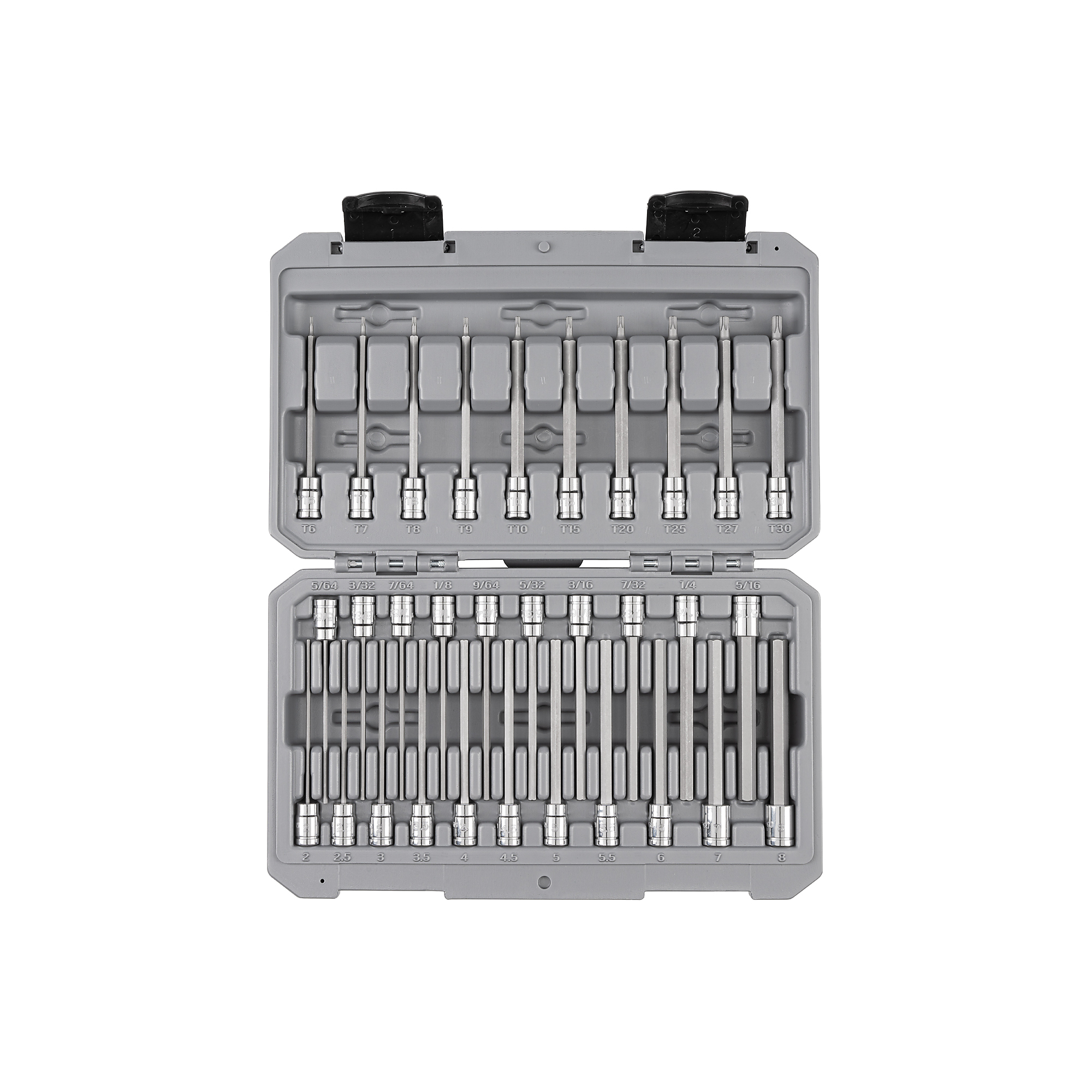 TEKTON 1/4 Inch Drive Long Hex and Torx Bit Socket Set with Case, 31-Piece (5/64 - 5/16 in., 2 - 8 mm, T6 - T30) | SHB90303